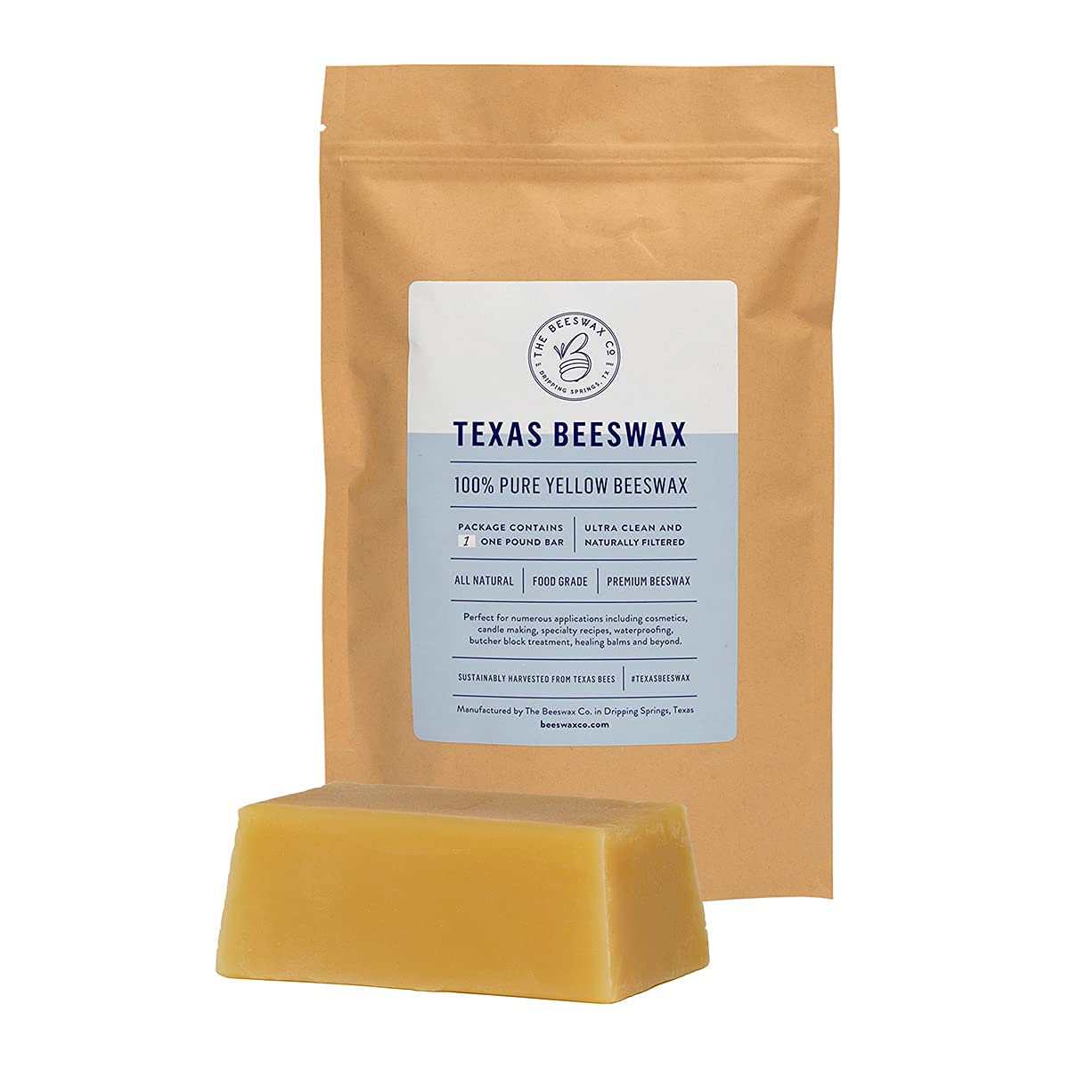 The Beeswax Co. 1 LB Pure Texas Beeswax Food Grade Cosmetic Grade
