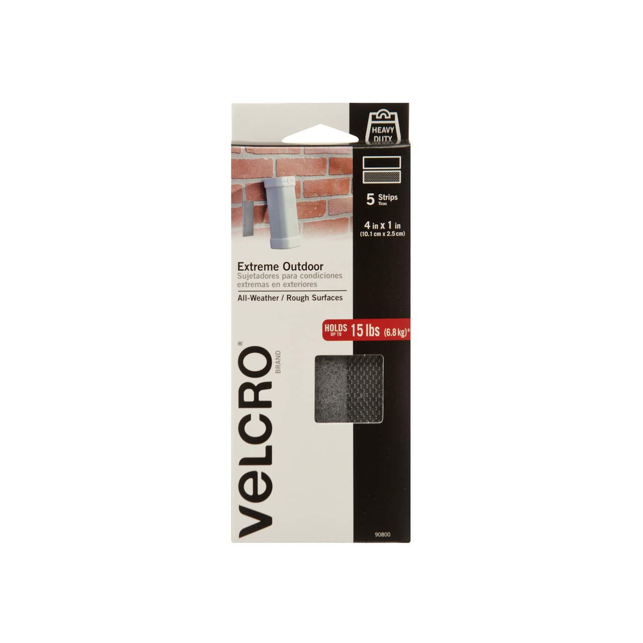 VELCRO Brand Industrial Fasteners Extreme Outdoor Weather Conditions  Professional Grade Heavy Duty Strength Holds up to 15 lbs on Rough Surfaces  4in x 1in (5pk) Strips Gray Fasteners 4in x 1in (5pk)