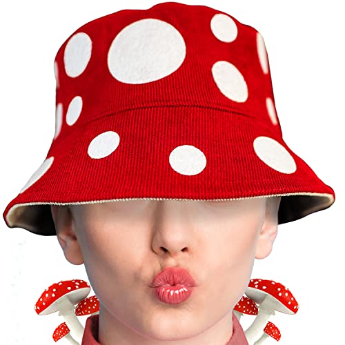 Shrumiez Mushroom Hat - Reversible Mushroom Bucket Hat For Women & Men -  Cosplay, Rave outfit, mushroom decor, mushroom gifts, mushroom stuff