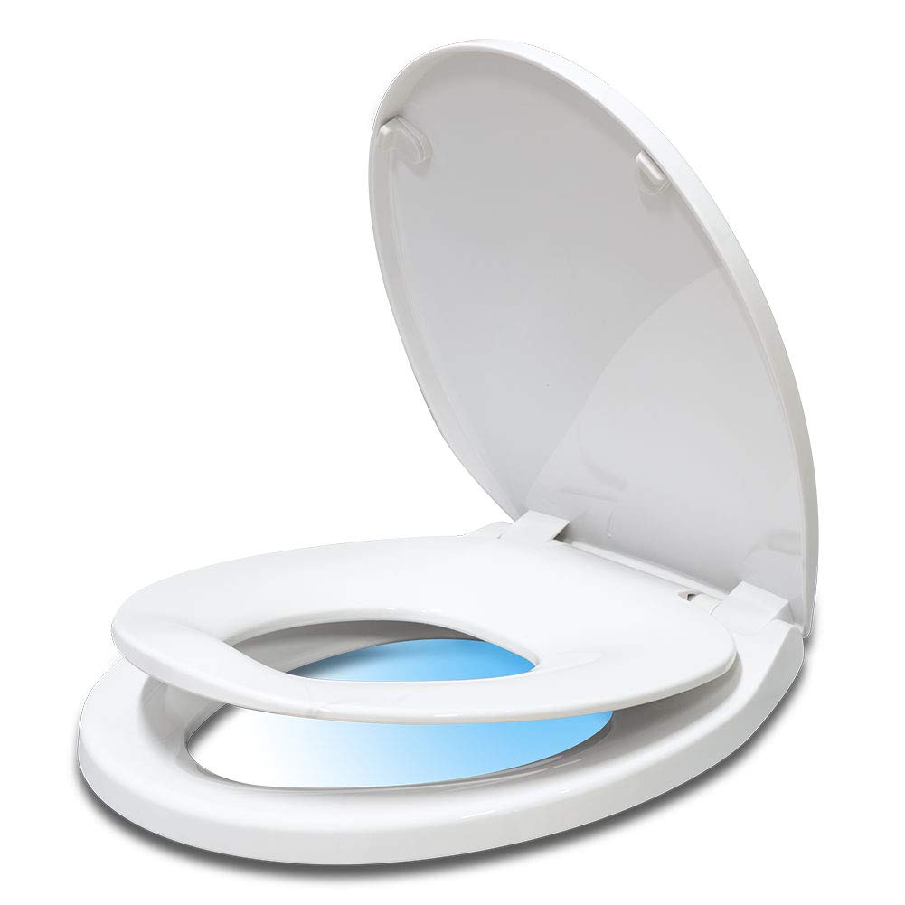 WSSROGY Elongated Toilet Seat with Built in Potty Training Seat, Magnetic  Kids Seat and Cover, Slow Close, Fits both Adult and Child, Plastic, White