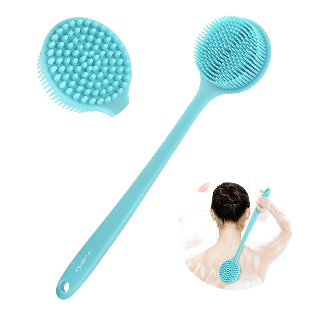 Shower Brush Silicone Bath Body Brush - Back Scrubber for Shower Back Brush  Long Handle for Shower
