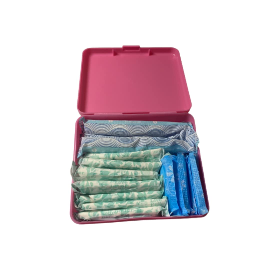 The Flow Box Co. (Pink) Tampon Organizer for Bathroom Bathroom Accessories Organizer Tampon