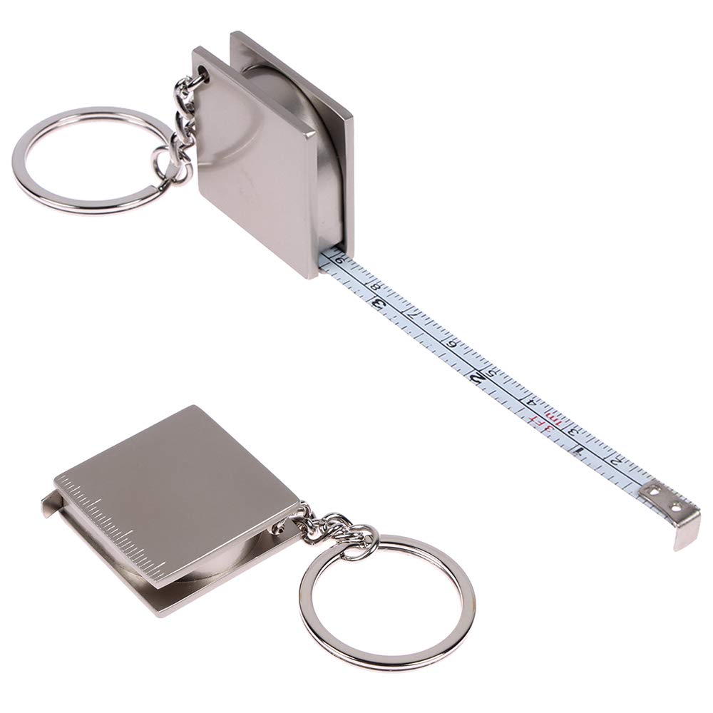 UTENEW 2 Pack Retractable Tape Measure Keychain Body Measuring Tape Key  Ring Compact Tape Measure for Purse Pockets or Keys Carrying Around Easily  39.3Inches/100cm silver 2 pack