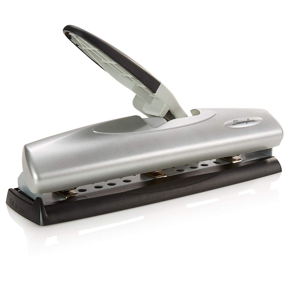 Swingline Desktop Hole Punch 2-7 Holes Adjustable 20 Sheet Capacity Light  Touch Low Effort Paper Punch Black/Silver (74030) 1 Each 20 Sheet Staples