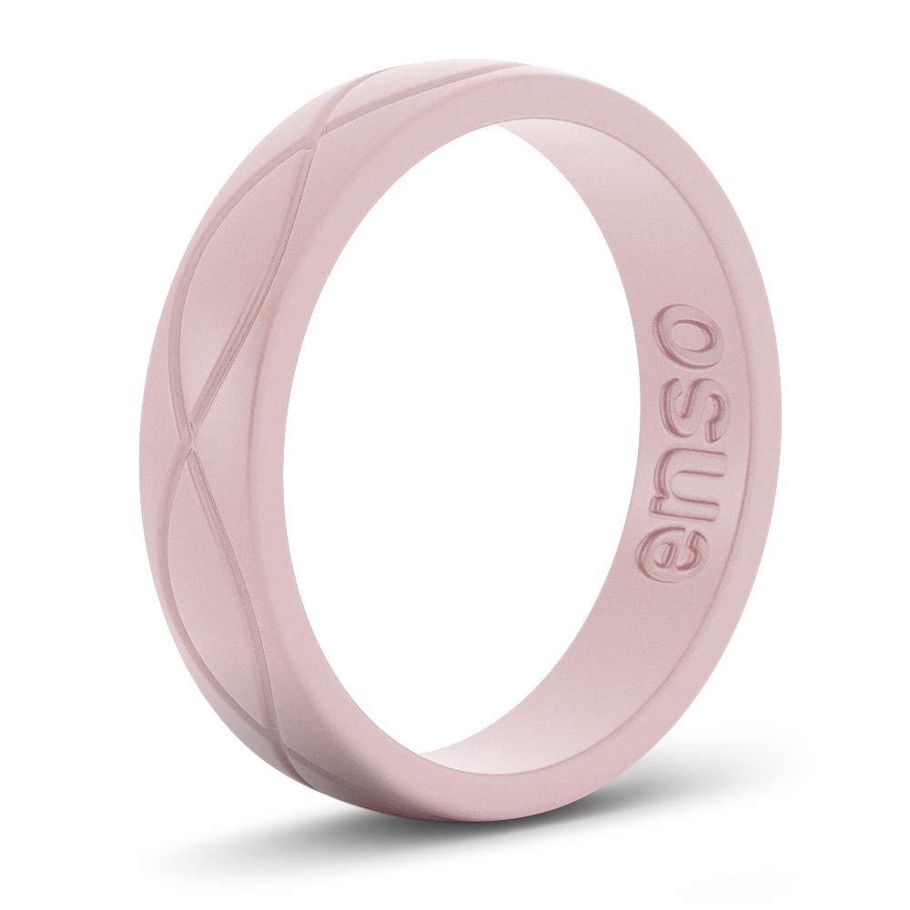 Enso Rings Womens Infinity Silicone Wedding Ring Hypoallergenic Wedding  Band for Ladies Comfortable Band for Active Lifestyle 4.5mm Wide, 1.5mm  Thick (Pind Sand, 8)
