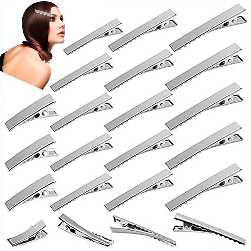 Alligato Hair Clips, 60 Pcs Alligator Metal Clips for Bows Flat Top with  Teeth, 3 Sizes