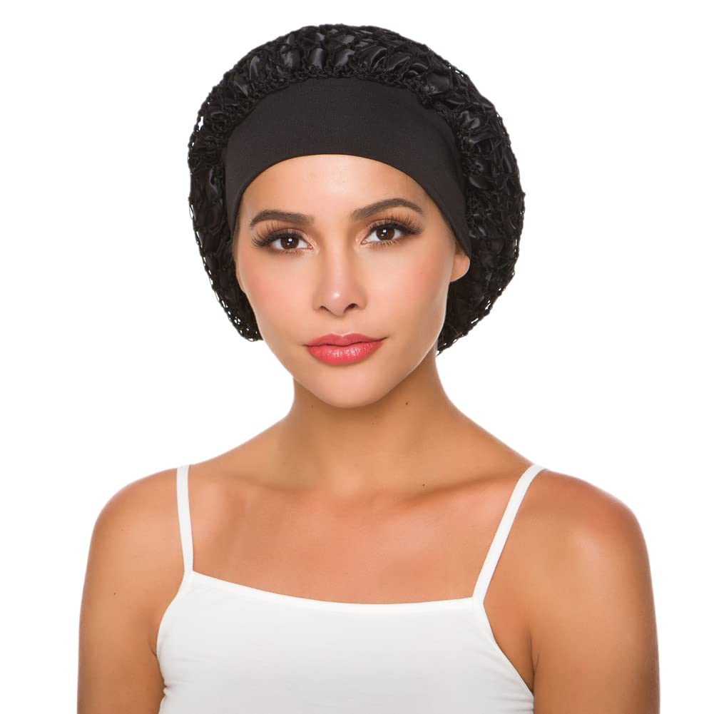 Womens Sleeping Hair Cap Satin Net Head Cover Elastic Night Sleep Cap  Bonnet Cap