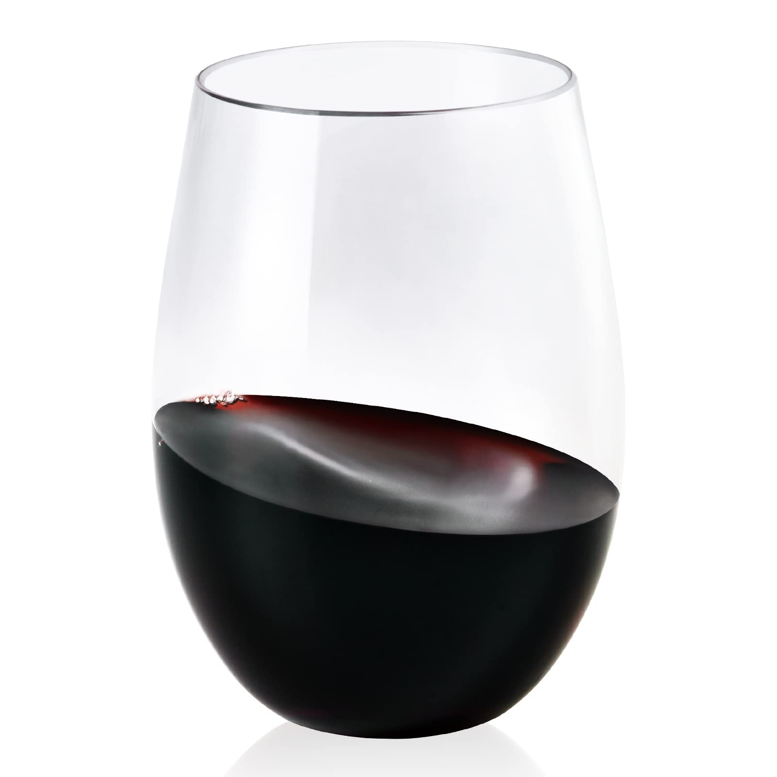  FOCUSLINE 32 Pack Plastic Wine Glasses Stemless, 12 Oz