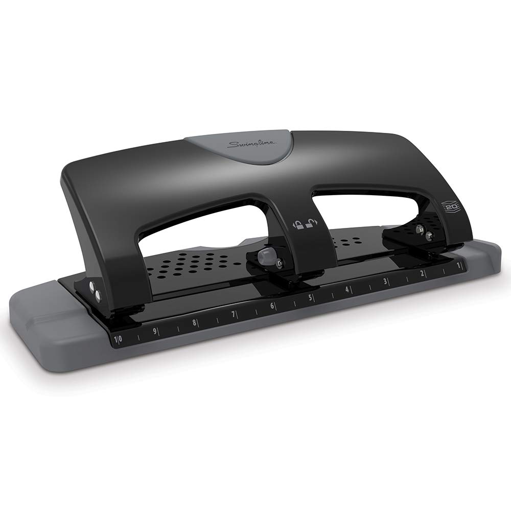 Swingline 3 Hole Punch Desktop Puncher for Binder 20 Sheet Punch Capacity  SmartTouch Black/Silver (74133) 3 Hole Punch 20 Sheet