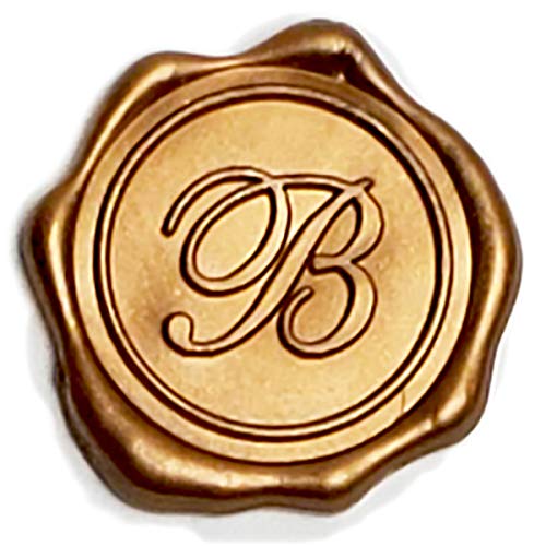 Adhesive Wax Seal Stickers 25Pk Pre-Made from Real Sealing Wax-Gold  Initials (Initial B)