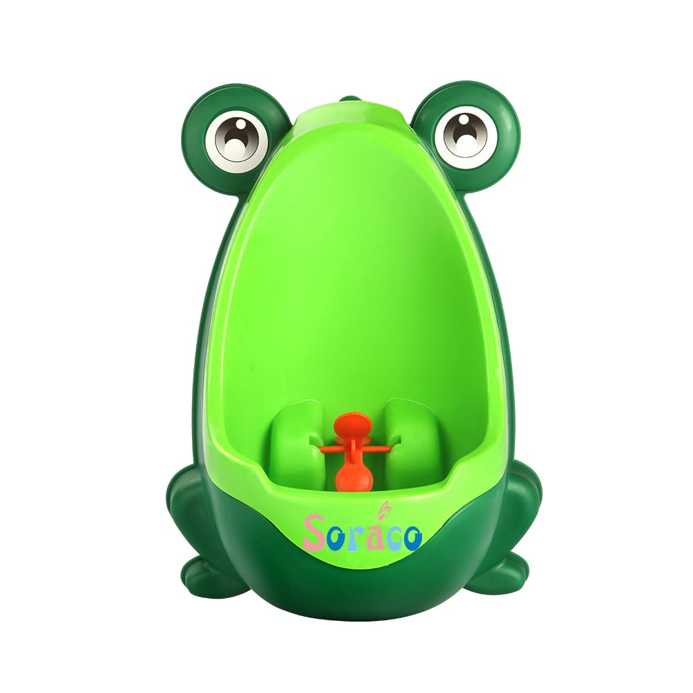 Soraco Frog Potty Training Urinal for Toddler Boys Toilet with Aiming Target -Green Blackish Green