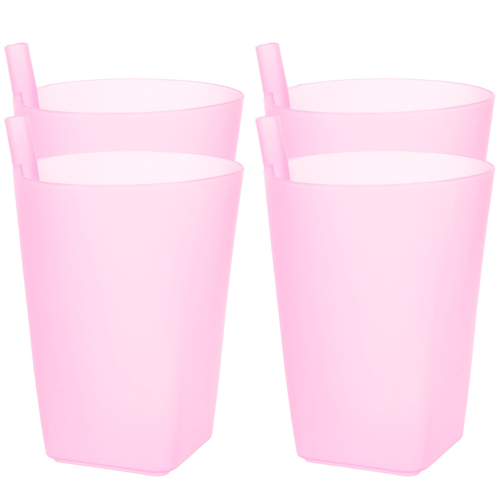 EXCEART Sippy Cup 4PC Sippy Cups Plastic Cups with Built- in Straw