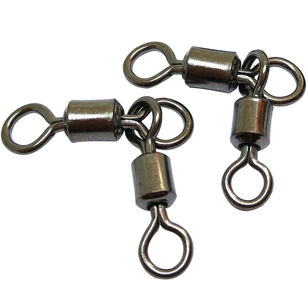 50PCS 3 Way Swivels Fishing,Heavy Duty Crane Swivel Fishing Slid 3-Way T  Turn Swivel for Typing Double Drop Rigs for Fresh and Saltwater 7LB-176LB  2/0x1/0#-Length/Rated:1.06/110LB