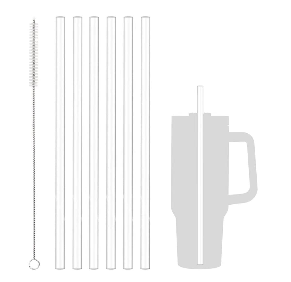 MLKSI 6 Pack Silicone Straw Replacement 40 oz for Stanley Quencher Tumbler,  Reusable Bent Straws with Cleaning Brush for Stanley H2.0 FlowState