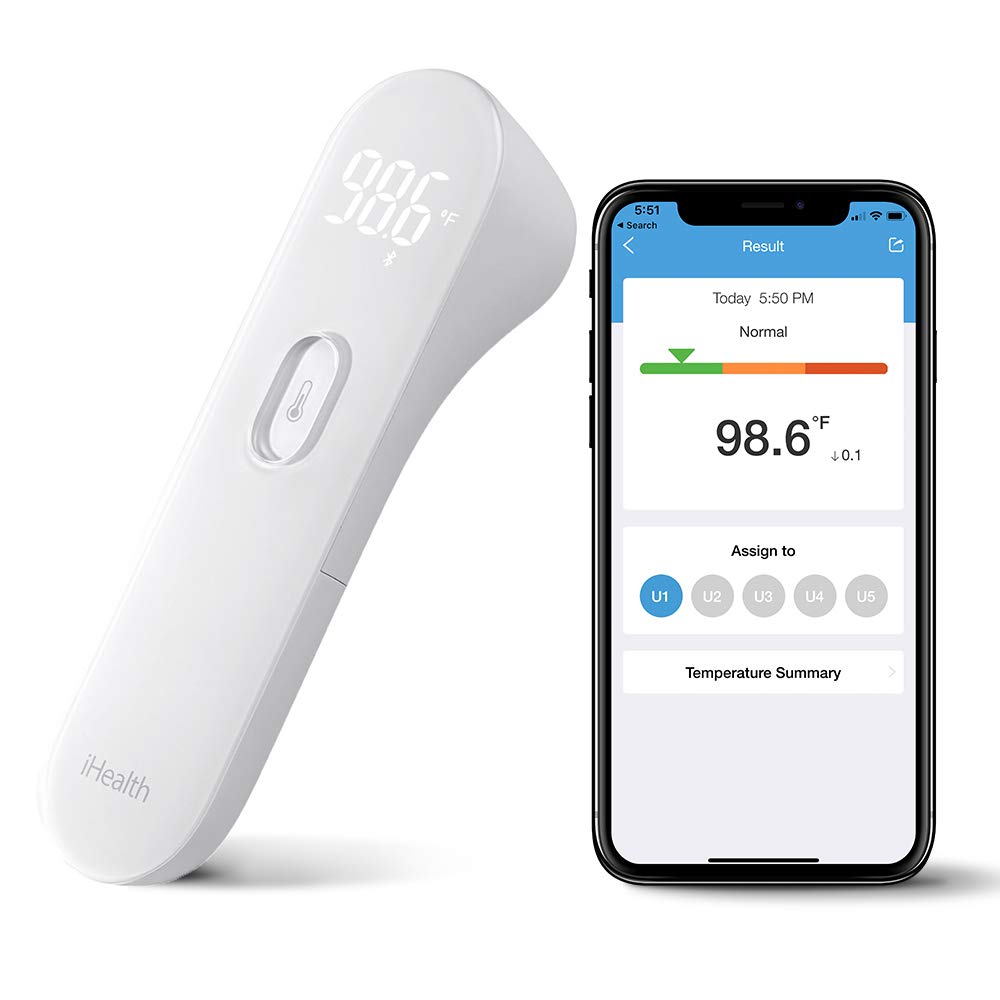 iHealth Wireless No-Touch Thermometer for Adults, Digital Infrared Fever  Thermometer for Home, Thermometer for Babies