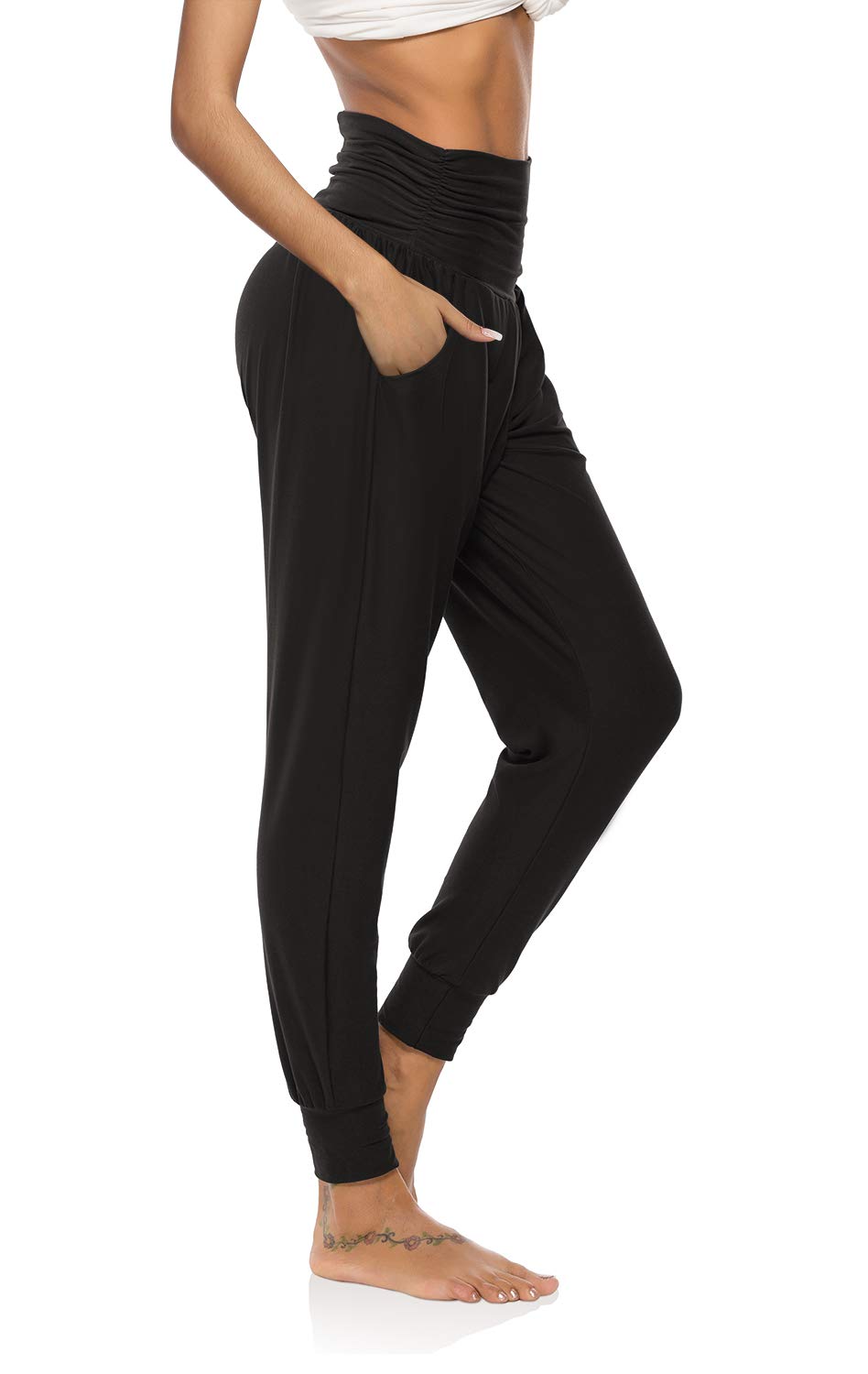 Women's Yoga Pants Long Modal Comfy Drawstring Trousers Loose Straight-Leg  for Yoga Running Sporting with Pockets