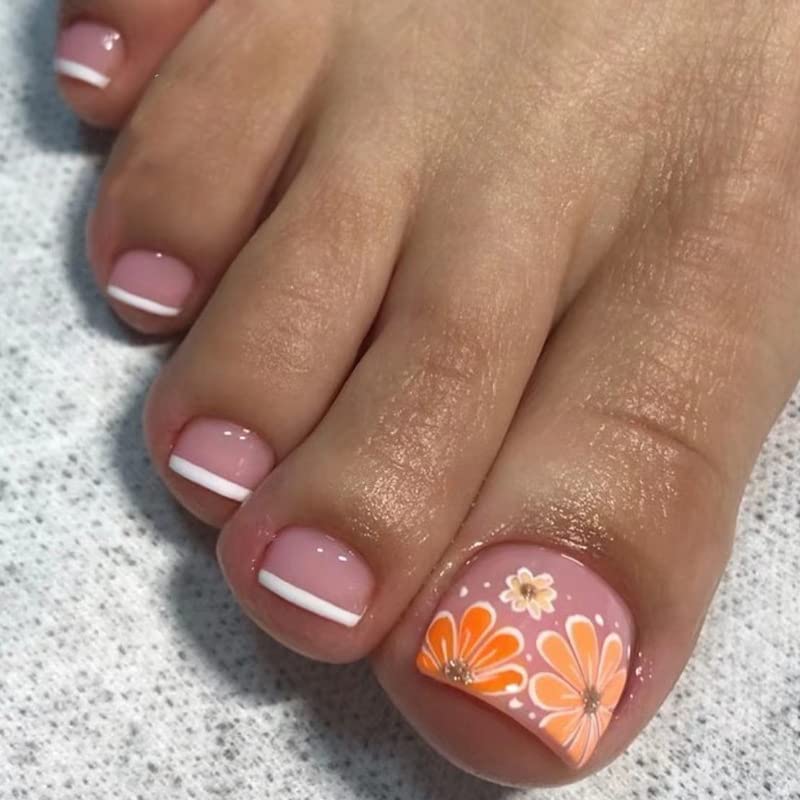 Elevate Your Style with,24pcs long square &3D Purple flower Design Fake  Toenail set | SHEIN ASIA