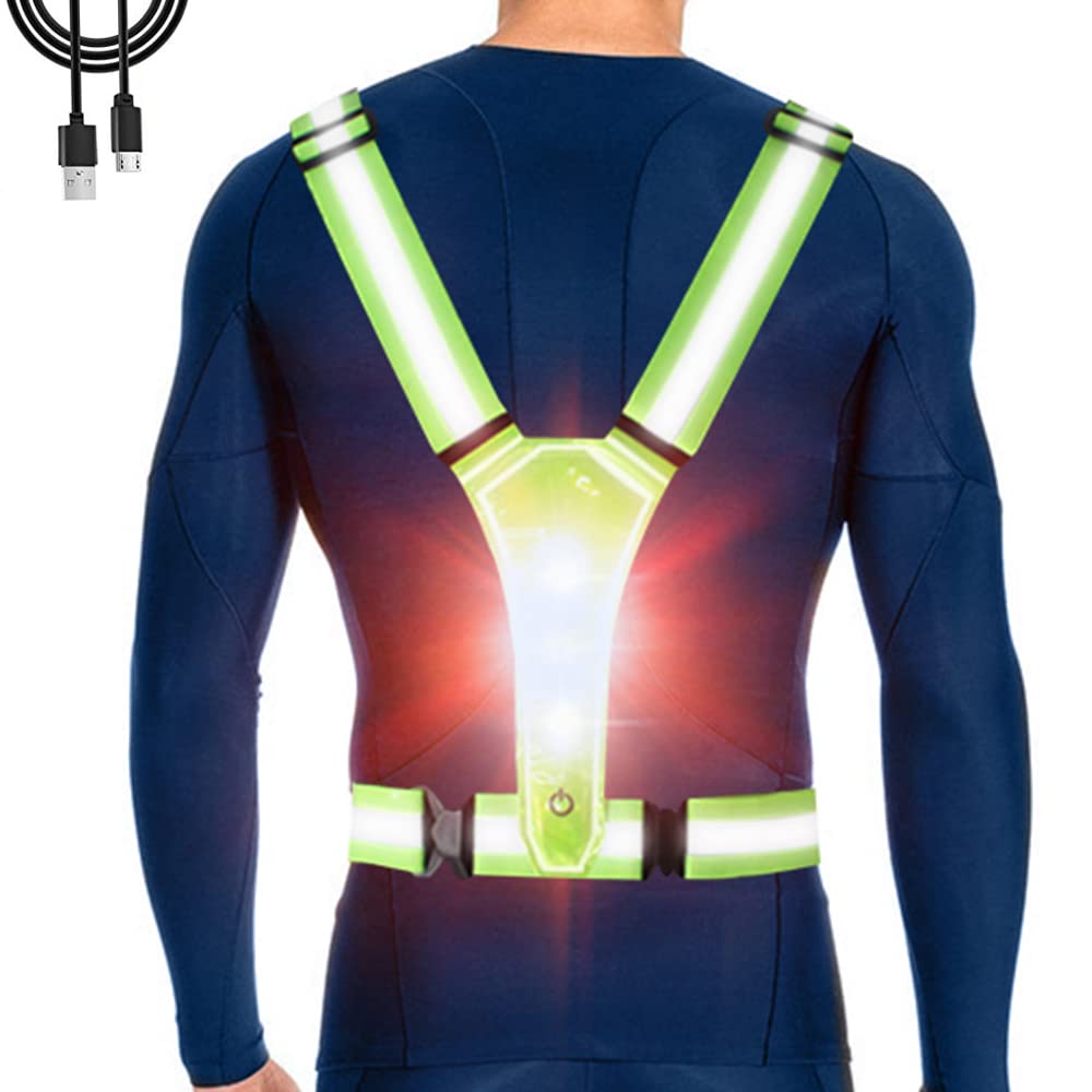  LED Reflective Running Vest, High Visibility Warning Lights  for Runners, Adjustable Elastic Safety Gear Accessories for Men/Women Night  Running, Walking, Cycling/Biking : Sports & Outdoors