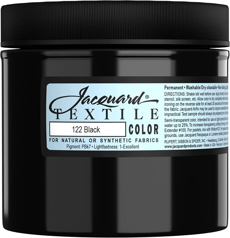 Jacquard Fabric Paint for Clothes - 8 Oz Textile Color - Black - Leaves  Fabric Soft - Permanent and Colorfast - Professional Quality Paints Made in  USA - Holds up Exceptionally Well to Washing 8 Ounce (Pack of 1) Black