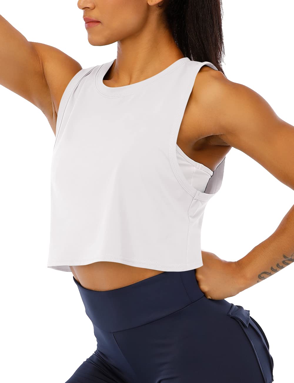 Haola Women's Loose Sleeveless Cropped Muscle Open Side Yoga Tops
