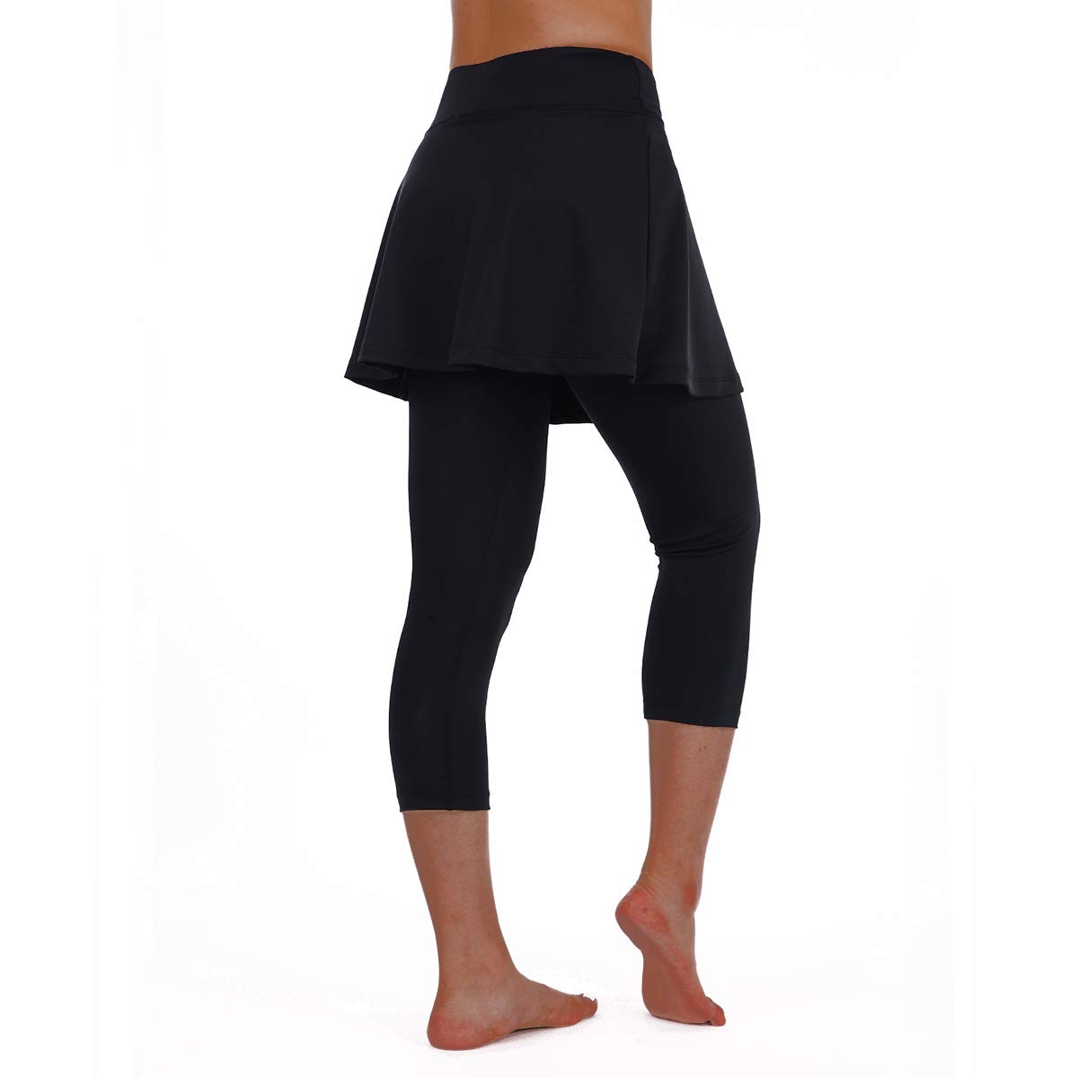 Buy ANIVIVO Skirted Yoga Legging for Women,Skirted Capri Tennis Leggings  Pants&Tennis Clothing Legging with Skirts(Black-Legnth,XS) at Amazon.in