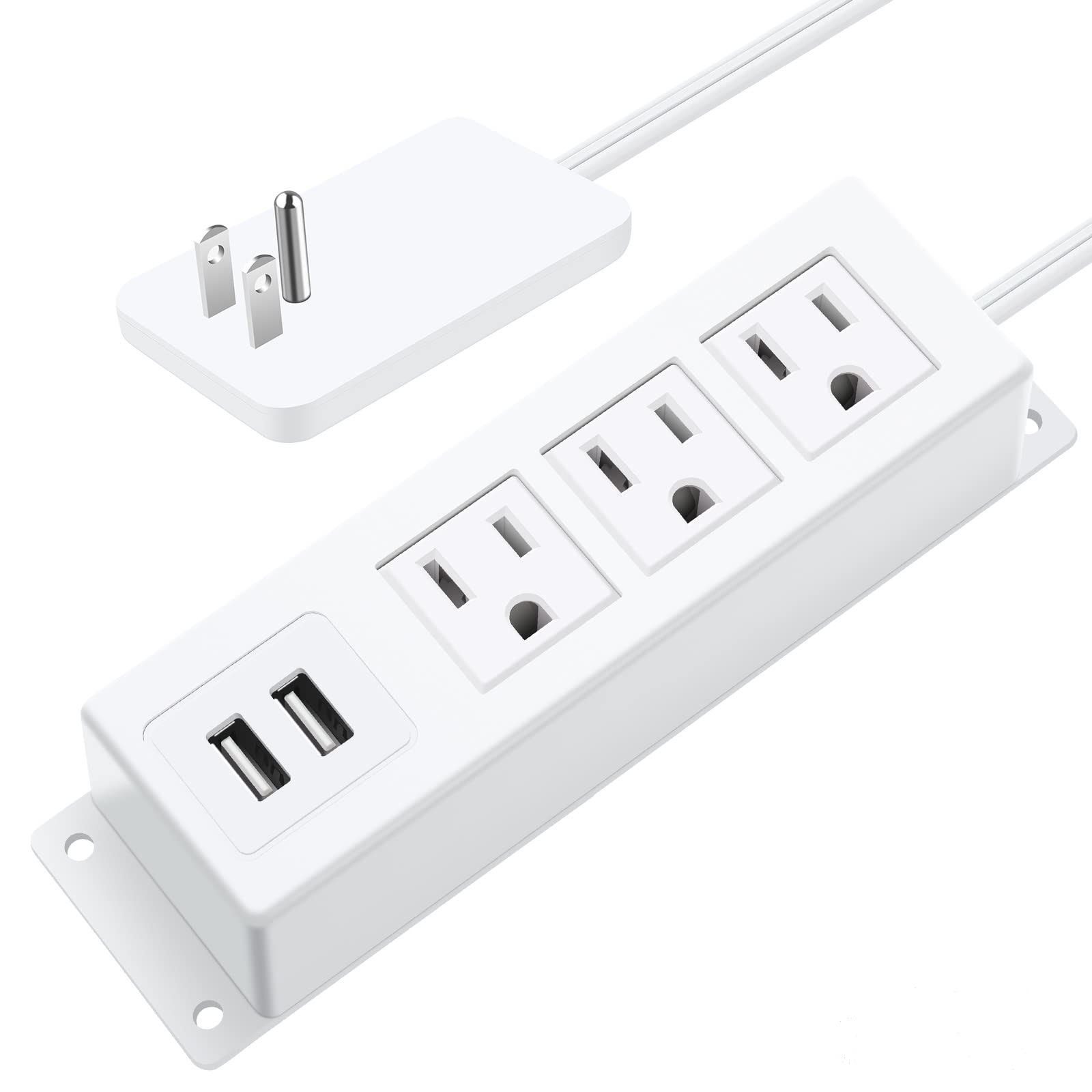 Thin Flat Plug Power Strip, JUNNUJ Wall Outlet Cover 1200J Surge
