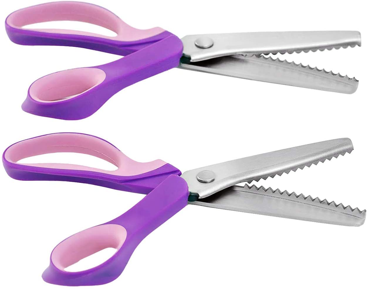 Pink Scissors for Fabric Cutting, Zigzag Scissors, Adult Scrapbooking Scissors with Decorative Edge, Great for Many Kinds of Sewing Fabrics, Leather