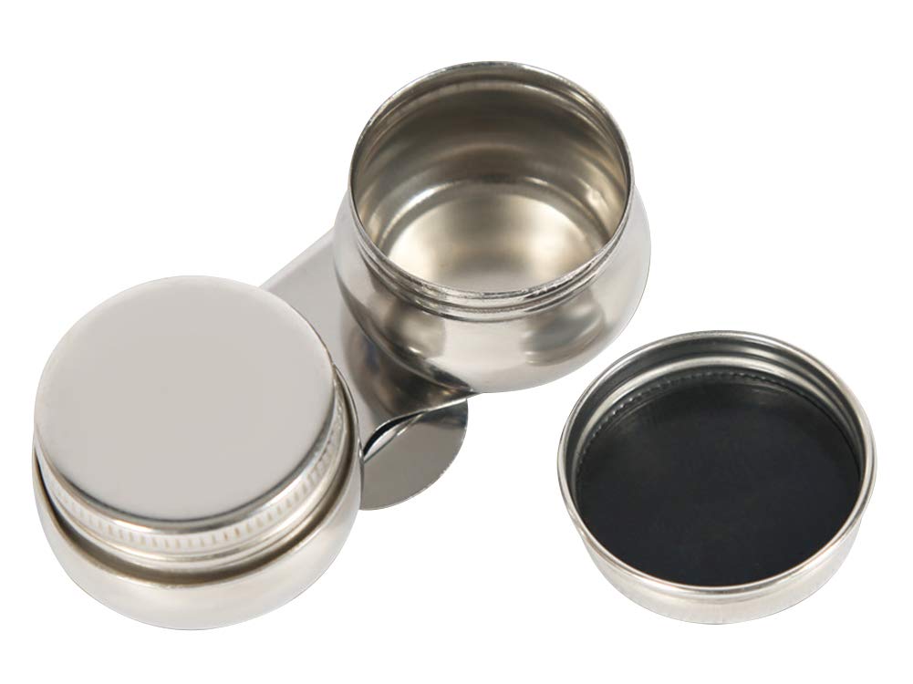 Stainless Steel Large Double Dipper Palette Cup Oil Container Paint Megilp Turpentine Solvent Container With Screw Cap
