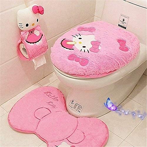 Eriks Hello Kitty Bathroom Set Toilet Cover WC Seat Cover Bath Mat