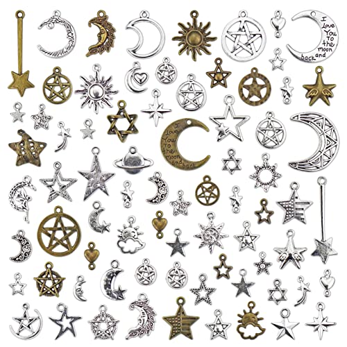 Jongdari Mixed Sun Moon Star Charm, Wholesale Jewelry Charms Craft  Supplies, Celestial Charms Pendants for Jewelry Making and DIY Necklace  Bracelet