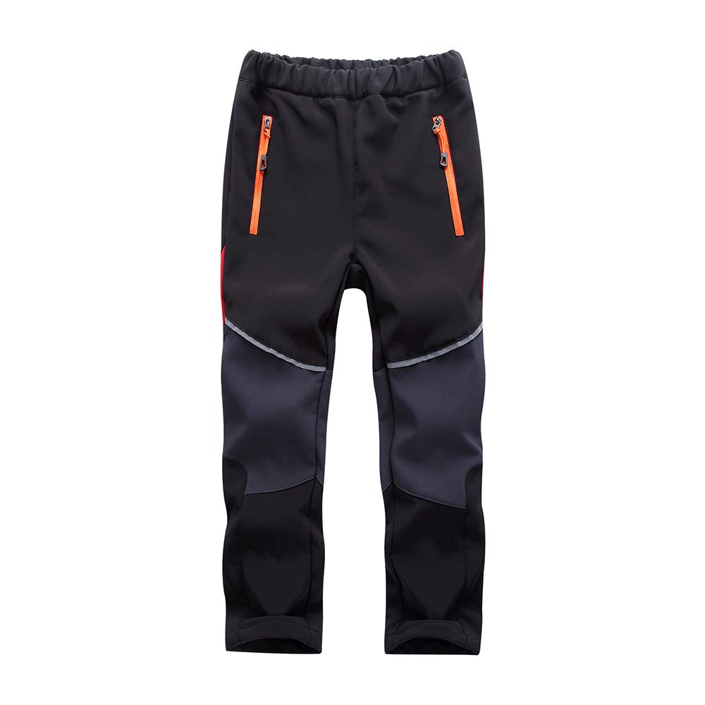 Toomett Boys Snow Cargo Pants, Girls Kids Outdoor Fleece-Lined Soft Shell  Hiking Fishing ski Insulated Pants Black/Grey 4-5T