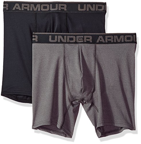 Under Armour Men's Mesh Series 6-inch Boxerjock 2-Pack Large Black  (001)/Charcoal Medium Heather