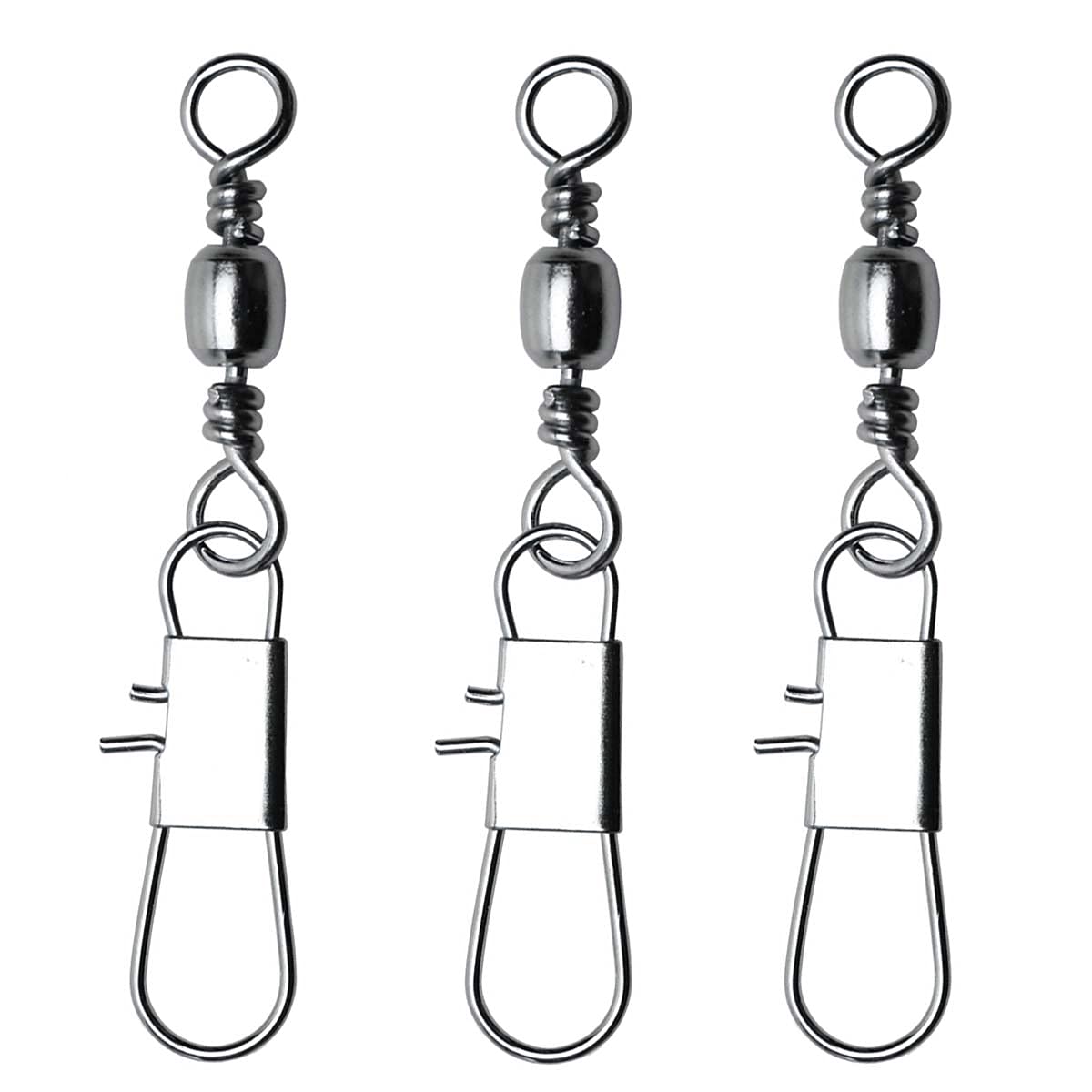50/250pcs Fishing Barrel Swivels with Safety Snaps Swivel Stainless Steel  High Strength Interlock Snap Swivels