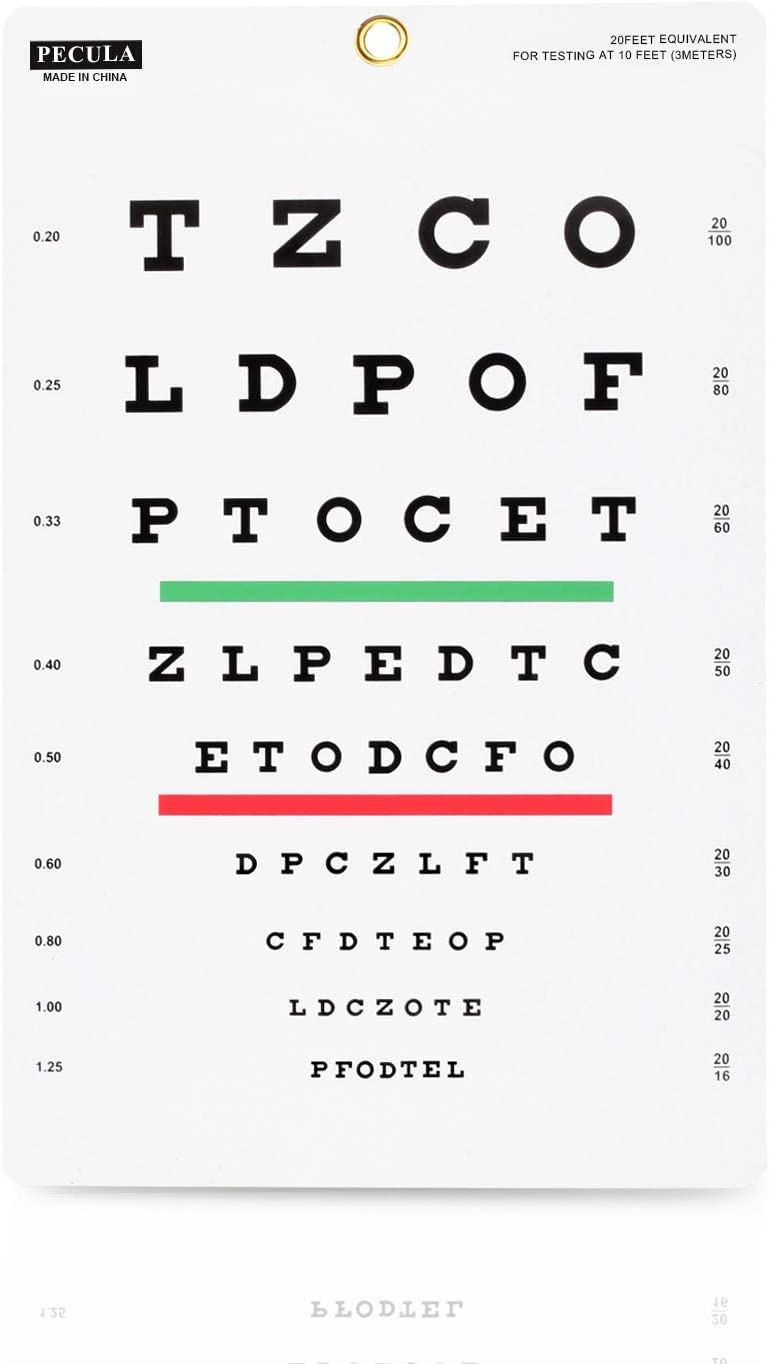PECULA Eye Chart Snellen Eye Chart Wall Chart Snellen Charts for Eye Exams  10 feet 9