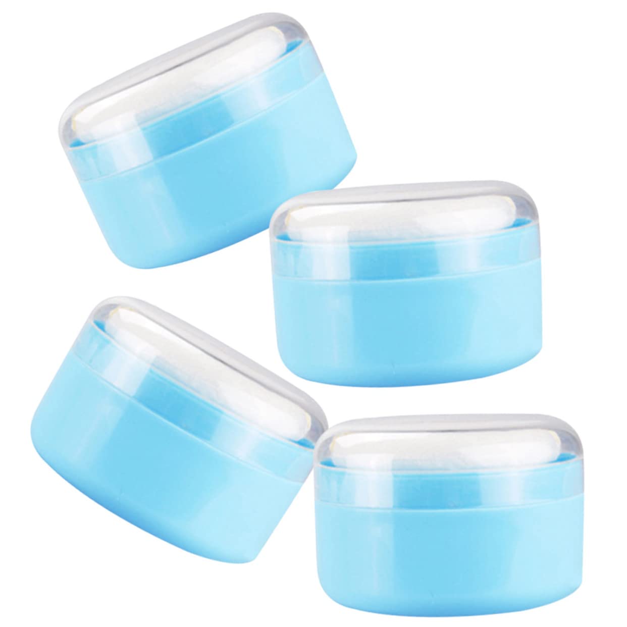 GAFOKI 4pcs Body Powder Puff Box Makeup Powder Puff Travel Container Travel  Baby Powder Loose Powder Puff Powder Container Baby Powder Container Body  Use Blue Dry Puff Plastic Baby