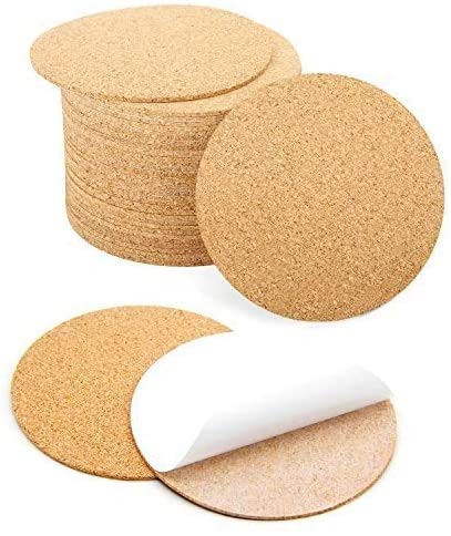 Blisstime 80 Pcs Self-Adhesive Cork Round for DIY Coasters, 4x 4 Cork  Circle, Cork Tiles, Cork Mat, Cork Sheets with Strong Adhesive-Backed