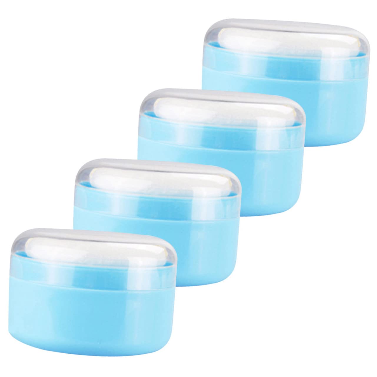 TOYANDONA 4pcs Body Powder Puff Box Travel Container Baby Powder Lotion  Makeup Powder Puff Cushion Puff Travel Baby Powder Travel Powder Container  Dry Puff Charming Blue Baby Plastic 8x8x6cm Blue