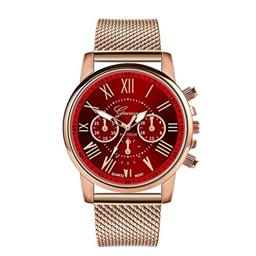 Womens Luxury Wristwatch,Quealent Women's Roman Numerals Stainless Steel  Mesh Band Analog Quartz Watch, Big Face