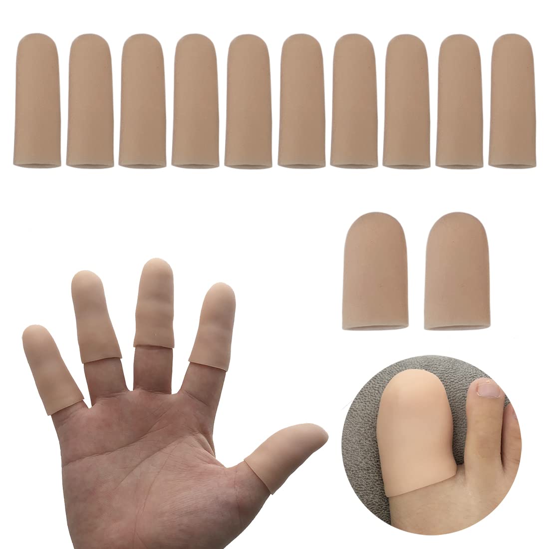 12pcs Gel Finger Cots Silicone Finger Protectors, Breathable Finger Sleeves  Finger Bandages, Finger Covers With Hole For Hand Eczema, Finger Cracking