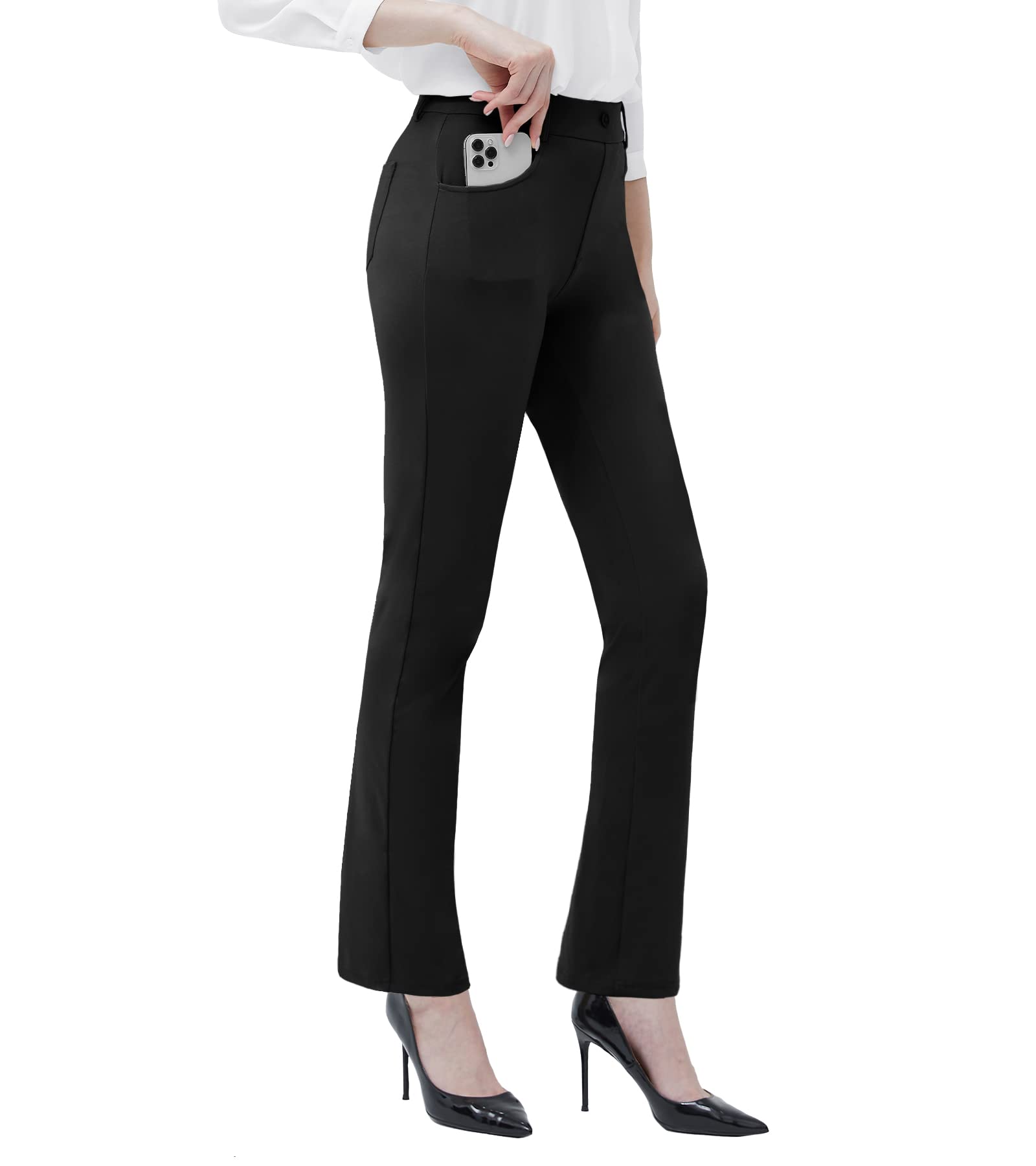 Thapower Women's Yoga Dress Pants Stretch Business Casual Work Slacks  Office Golf Trousers Pants Straight Leg