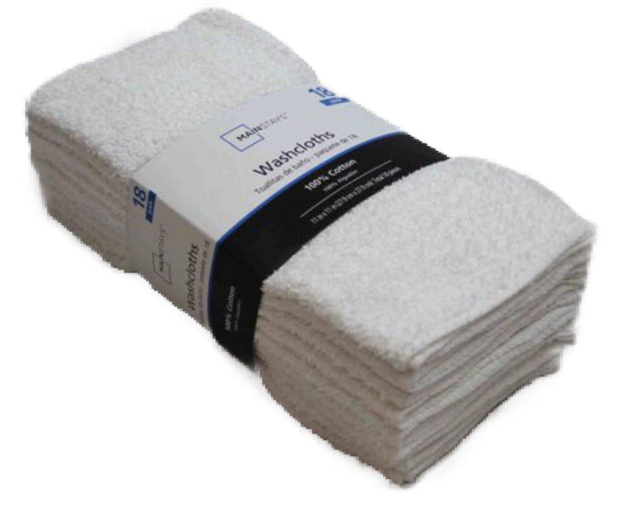 Mainstay New 18 Terry White Washcloths Cotton 11 X 11 Thin Wash Rags Wash  Cloths