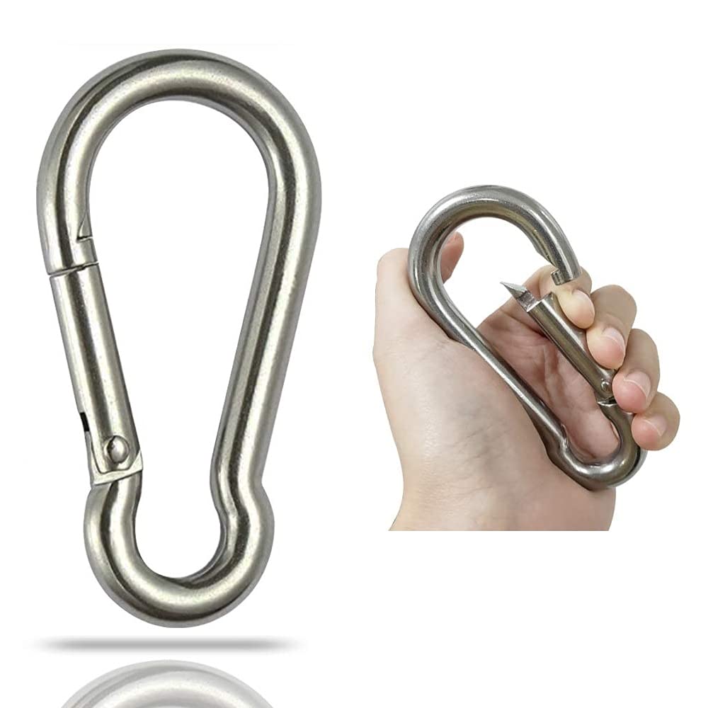 GRANDBUY Large Spring Snap Hook Carabiner, 304 Stainless Steel Snap Hook  Heavy Duty Carabiner Clip, Stainless