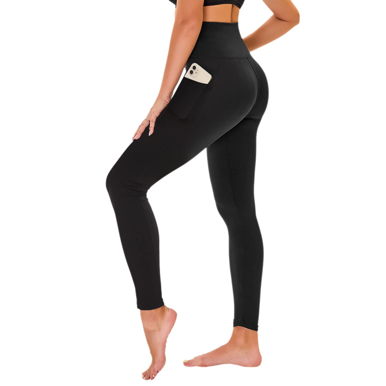 Women's Leggings with Pockets High Waisted Tummy Control Buttery