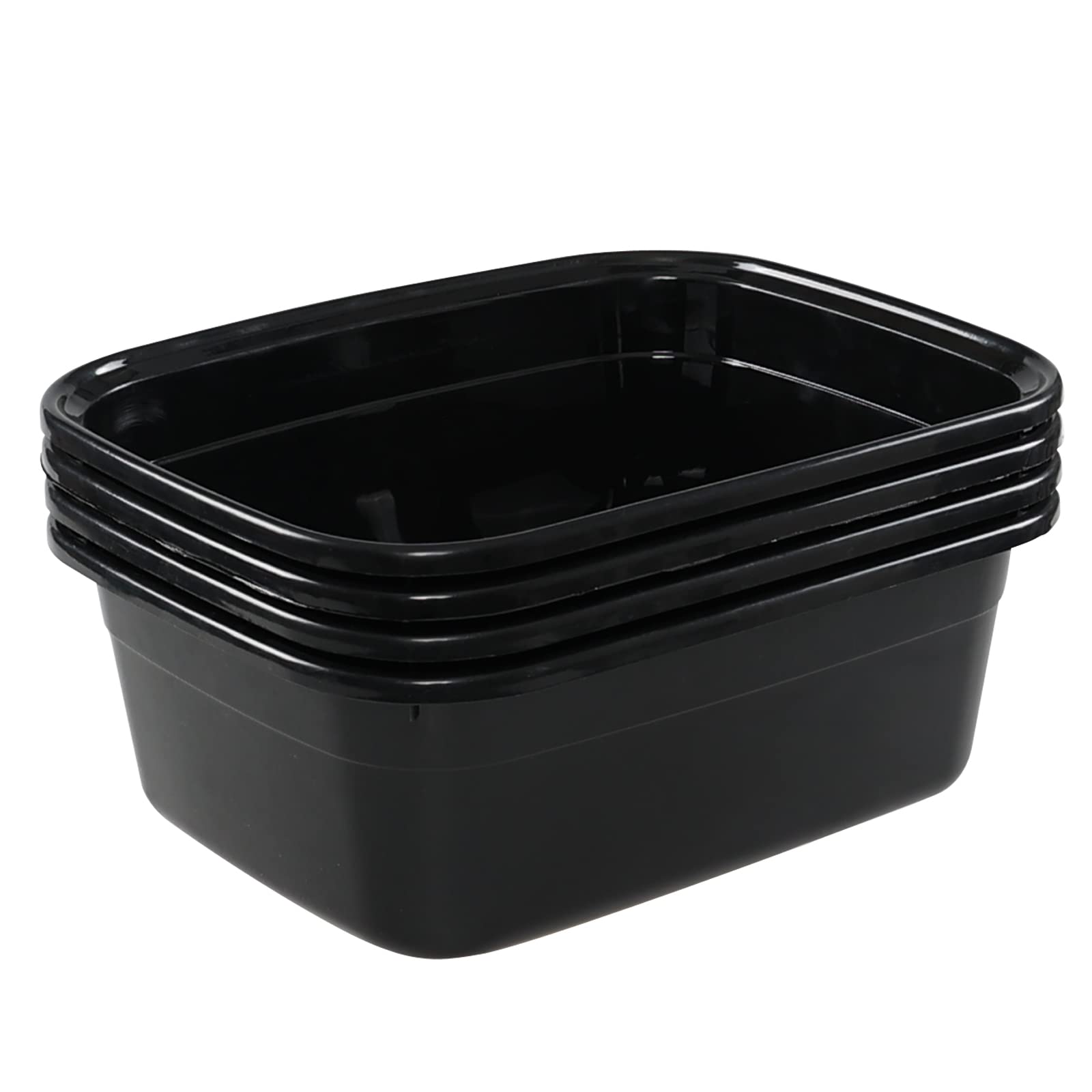 Plastic Dish Pan Black Washing Basin 14 Quart 4Pack