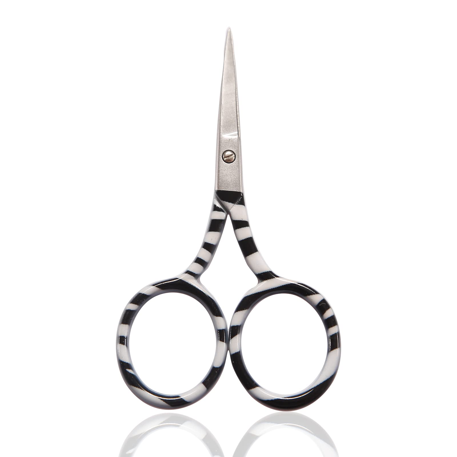 YJSStriving 3.5 Inch Small Scissors Beauty Eyebrow Trimmer Scissors Eyelash  Scissors for Eyebrow, Facail Hair, Eyelash, Hair Trimming Zebra-stripe