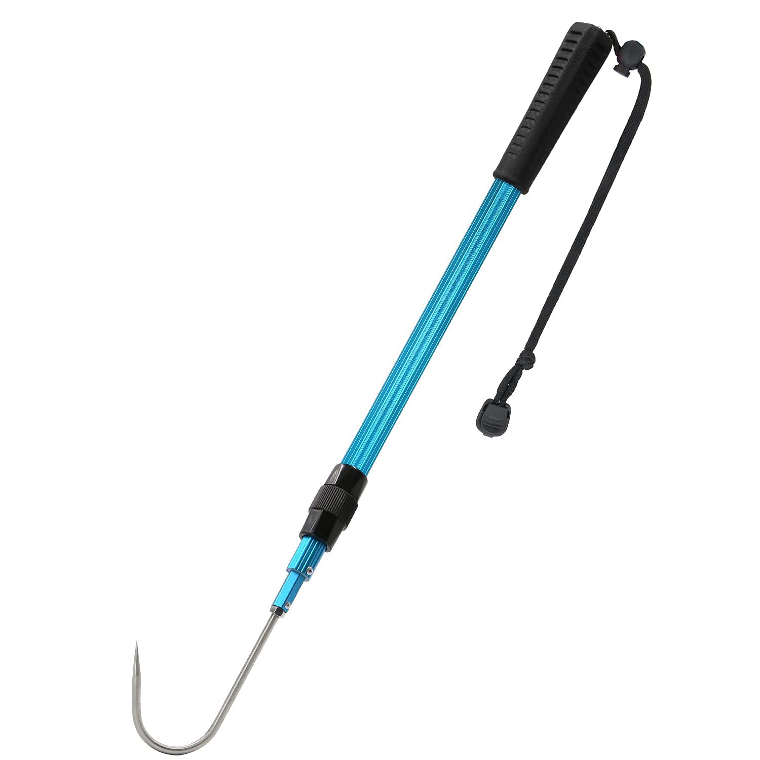 SANLIKE Telescopic Fish Gaff with Stainless Sea Fishing Spear Hook Tackle,  Soft Handle Aluminium Alloy Pole
