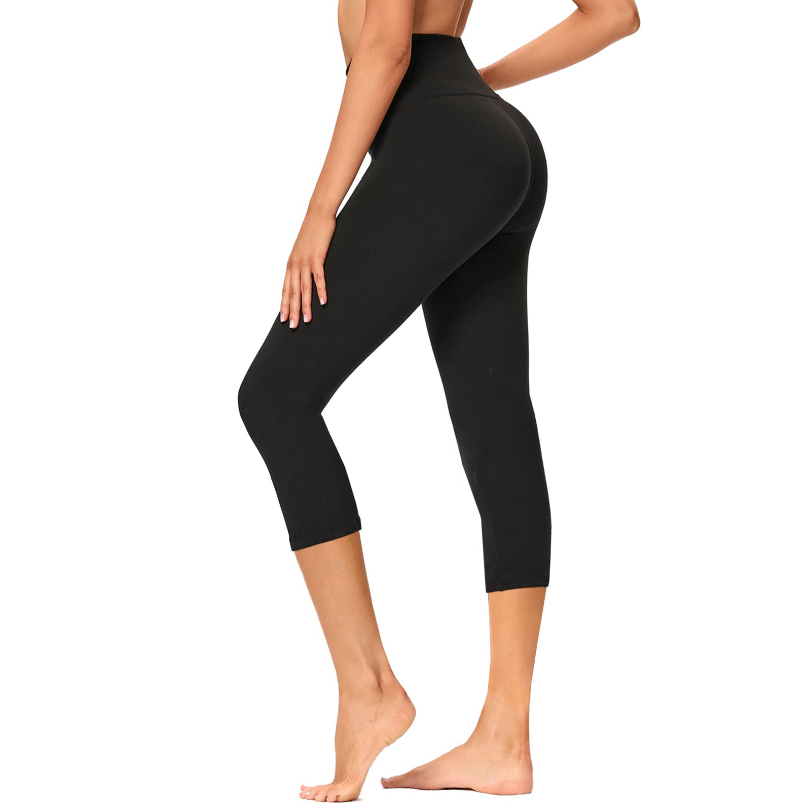 GAYHAY High Waisted Capri Leggings for Women - Soft Slim Tummy Control - Exercise  Pants for Running Cycling Yoga Workout No Pockets Large-X-Large Black