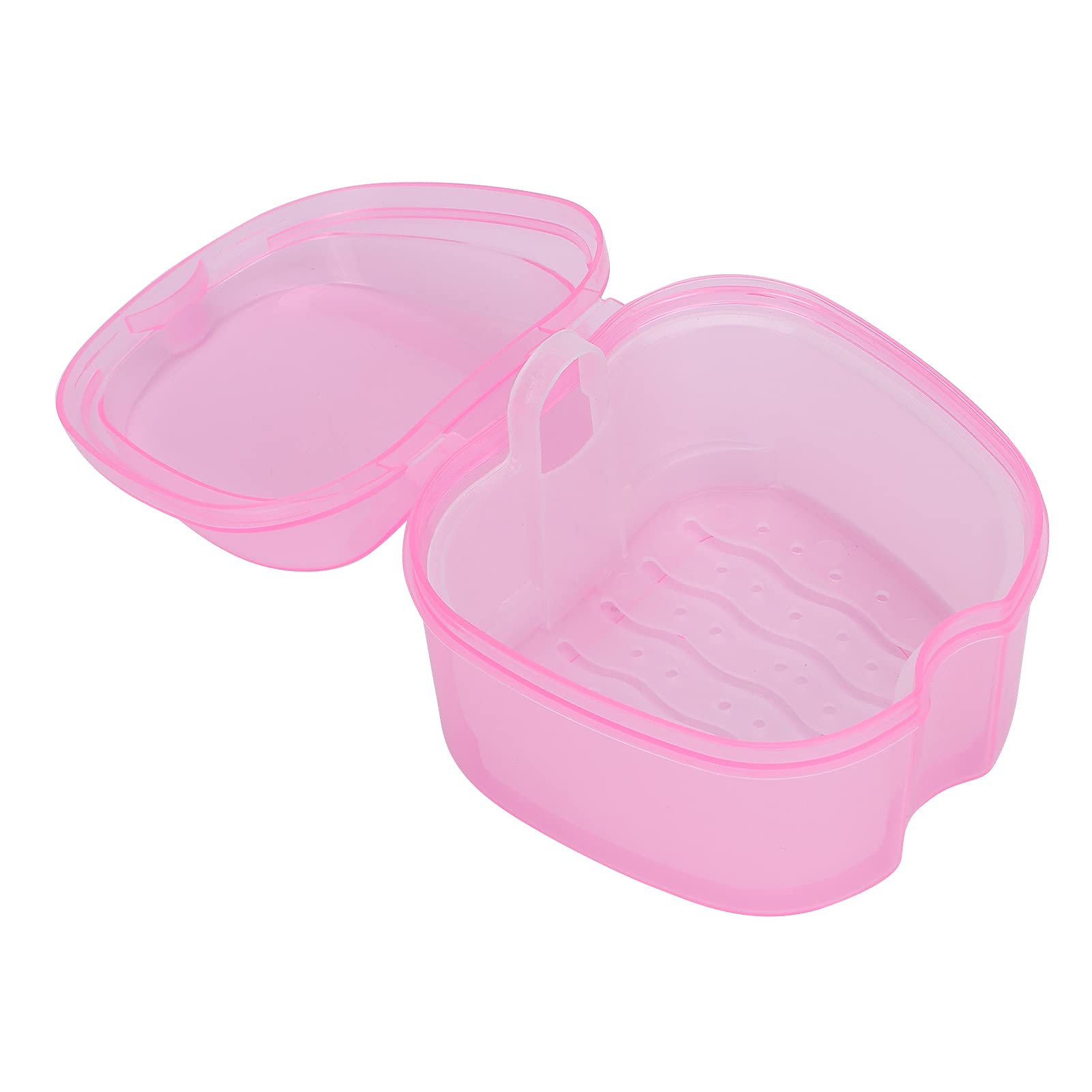 Prostheses Storage Box with Sieve Basket - Pink False Teeth Bathing Tui ...
