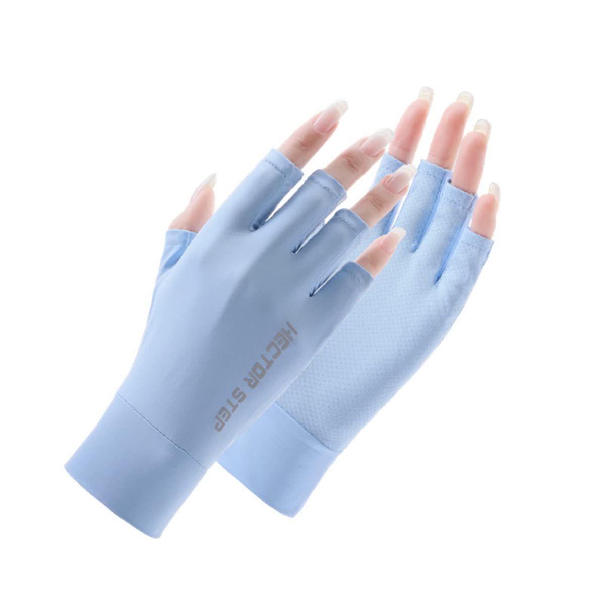 Ligart UPF 50+ Fingerless Sun Gloves for UV Protection Hand Cover for Women  Fishing, Driving, Cycling, Hiking Blue Medium