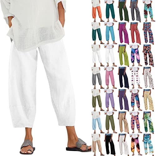 Plus Size Womens Cotton Linen Baggy Harem Pants Ladies Summer